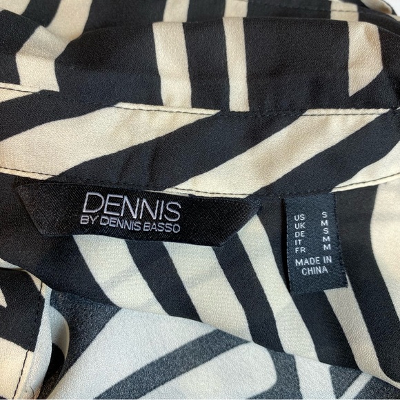 Dennis Basso Womens Top Tunic Black Cream Abstract Print Button Down Sz S - Picture 4 of 9